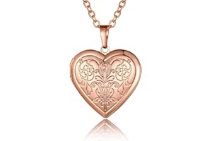 GoldChic Jewelry Women's Heart Locket Necklaces that Hold Pictures, Personalized Photo Necklace with Image Inside, Custom Lov