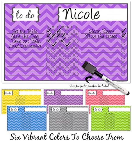 Modern Magnetix Chore Chart | Reward For Responsibility &amp; Good Behavior | Magnetic Dry Erase Board For Kids, Toddlers, Adults &amp; Family | Weekly &amp; Daily Household Lists | Free Marker Included
