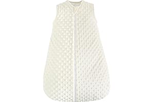 PHF Baby Sleep Sack 2.5 TOG with Plush Minky Dot, 12-18 Months Winter Baby Wearable Blanket with 2-Way Zipper, Warm Comfy Quilted Cotton Sleeping Bags, 3-Layers Design Sleep Sack, Large Size, Cream