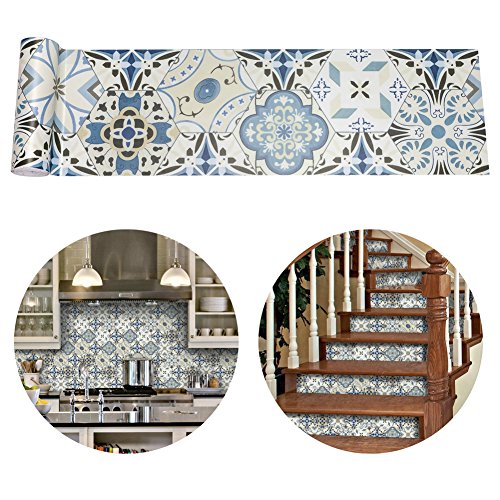 ChasBete Backsplash Tile Stickers 7.9x197inch Peel & Stick Vinyl Wall Tile Decals Stickers Easy to Apply for Home Bathroom Kitchen Stairs Decoration (Splashback Stickers Ha2)