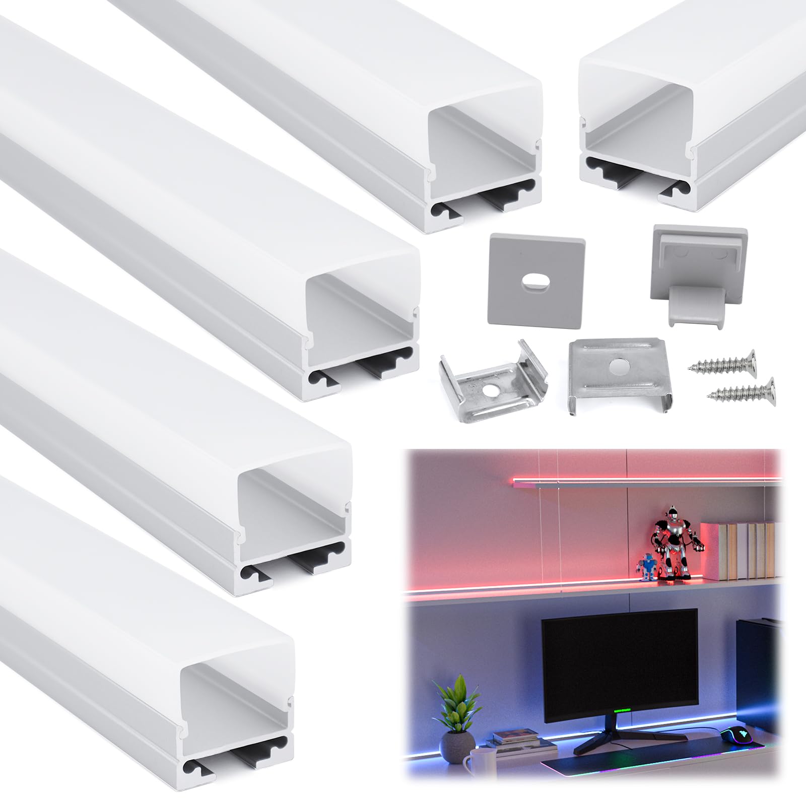 Muzata 5Pack 3.3ft/1M LED Channel with Spotless