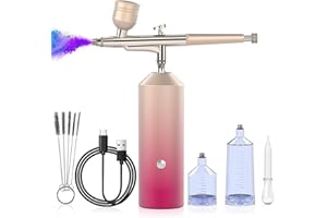 YEKAVO Airbrush Kit, Dual Action Airbrush for Nails, Rechargeable Cordless Airbrush Gun Kit with 0.35mm Tip, 30PSI High Pressure Airbrush for Cake Decorating, Painting, Art Drawing