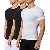 Casey Kevin Men's Compression Shirt Tank Top Slimming Body Shaper Vest Tummy Control Shapewear Undershirt for Men 3 Pack