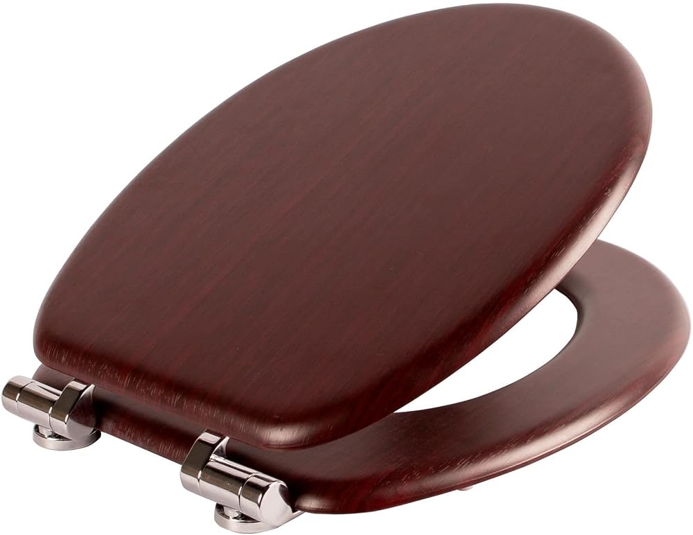 Harbour Housewares Soft Close Toilet Seat Mahogany Oval with Chrome Hinges