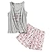 ENJOYNIGHT Women's Short Sexy Pajama Set Sweetness Racerback Tank and Shorts Sleepwear PJs Set (Love Coffee, X-Large)