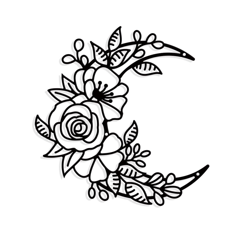NBEADS Line Drawing Flowers Metal Wall Art Decor, Matte Style Wall Hanging Decor Silhouette Wall Art for Home Garden Wall Festival Decoration Gift, 29×30cm