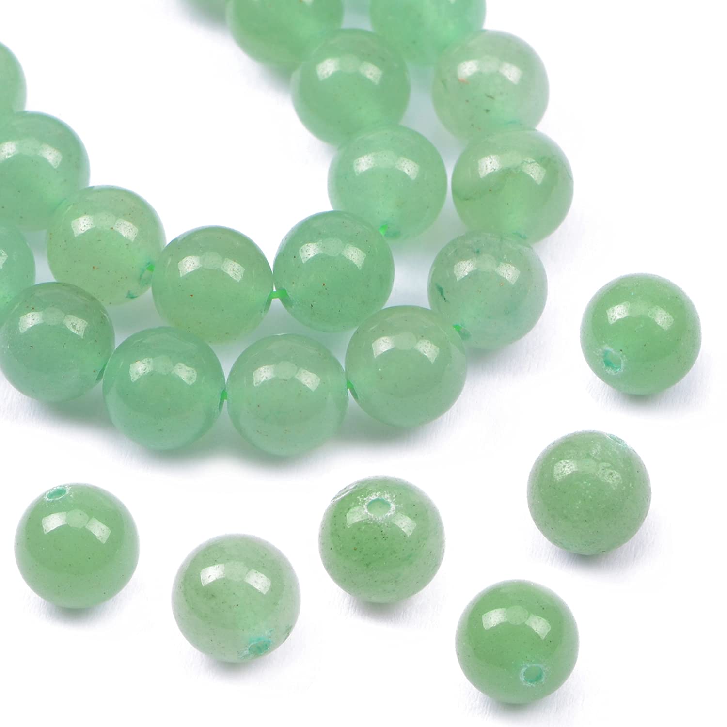 AD Beads Natural Gemstone Round Loose Beads 15" for Bracelet Necklace Earrings Jwelery Making Crafts DIY (6mm, Green Aventurine)