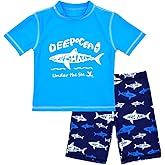 Boys Two Piece Rash Guard Swimsuits Kids Short Sleeve Sunsuit Swimwear Sets