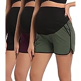 SUIEK 3-Pack Women's Maternity Shorts Over Belly Workout Running Pregnancy Cotton Lounge Sleep Shorts