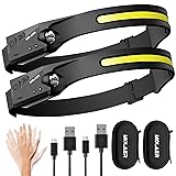 LED Headlamp Rechargeable Flashlight, 2-Pack