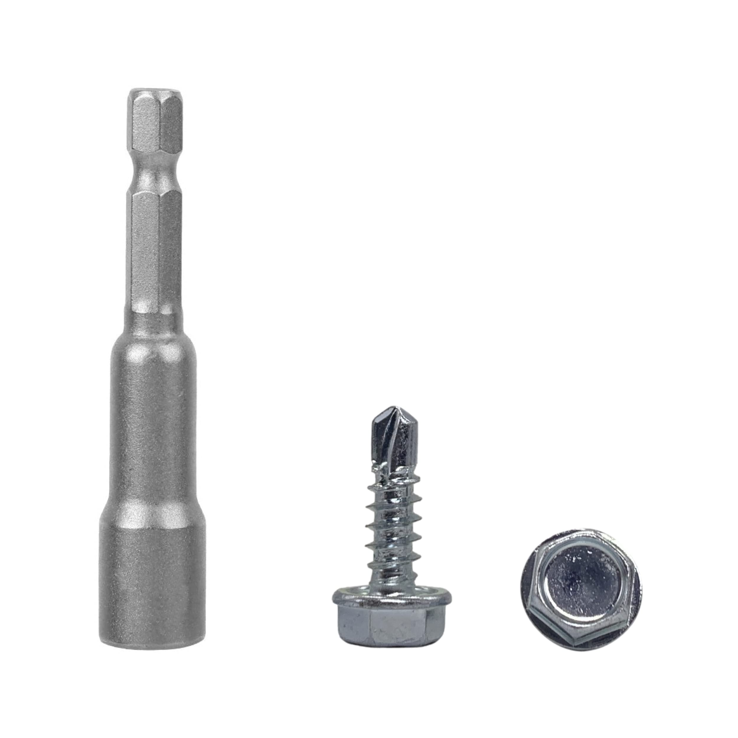 (Pack of 100 pcs) DIN 7504 K Zinc Plated Steel 4.8 x 16 mm Screws, Self-Drilling Sheet Metal Screw, Hex Washer Head, Self Tapping (100, 4.8 x 16 mm)