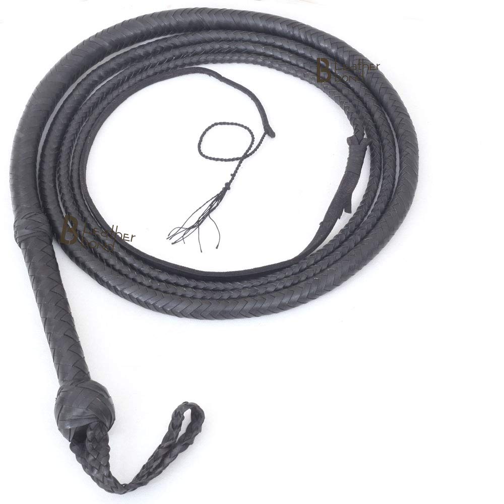 Bull Whip Kangaroo Hide Leather Equestrian Bullwhip Leather Belly & Leather Bolster Inside, Indiana Jones Black