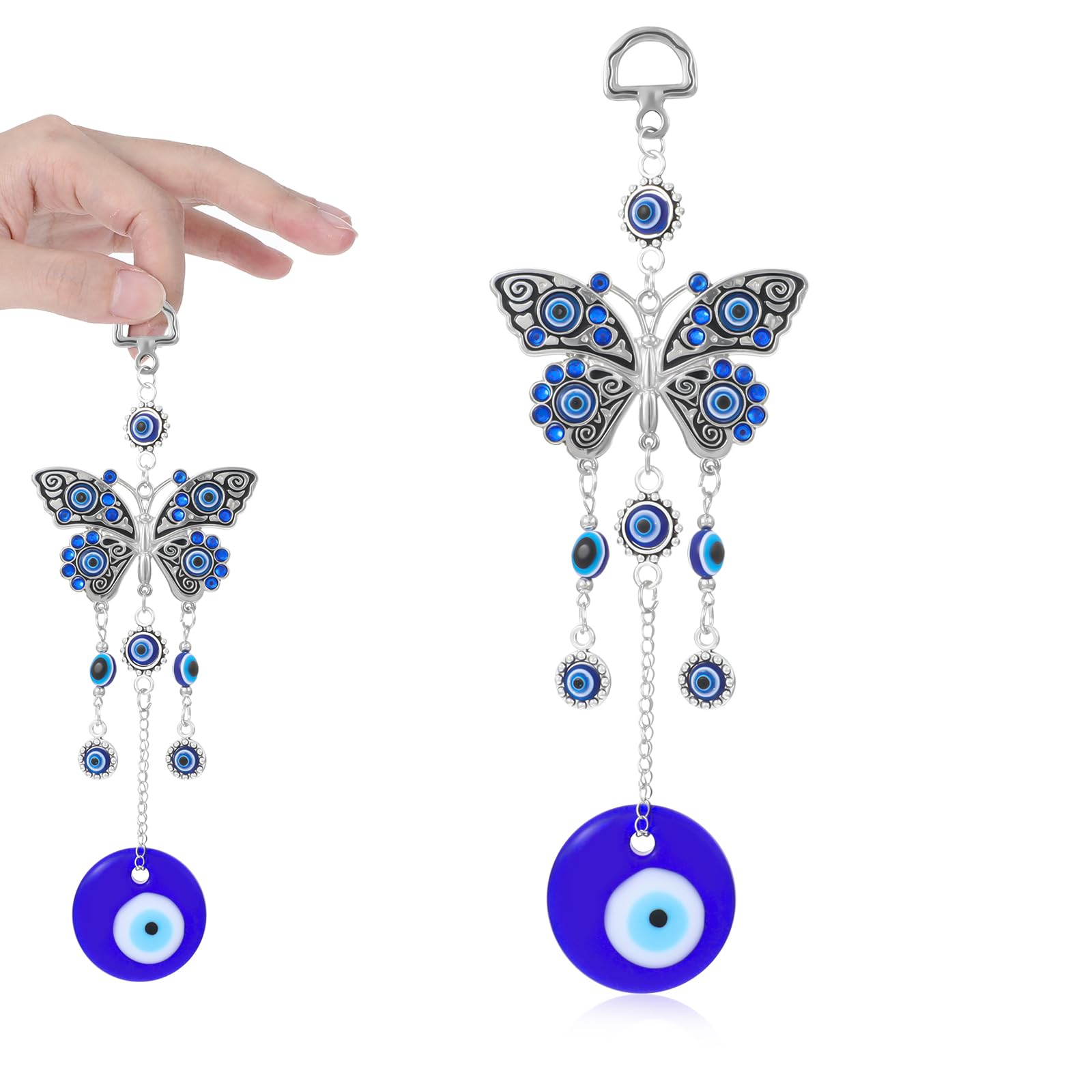 Evil Eye Hanging Decoration, Blue Evil Eye Glass Hanging Pendant Car Charm Ornament Evil Eye Decor Turkish Greek Amulet Car Accessories for Jewelry Good Luck Protection Wedding Party Favors