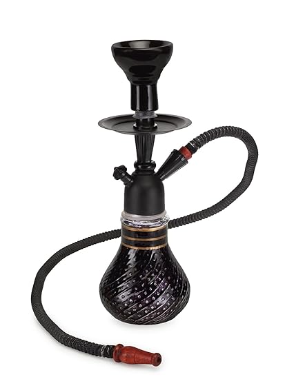 Basement Bazaar Bhuvi 12-inch Glass Hookah (16 cm x 16 cm x 30.48 cm, Black)