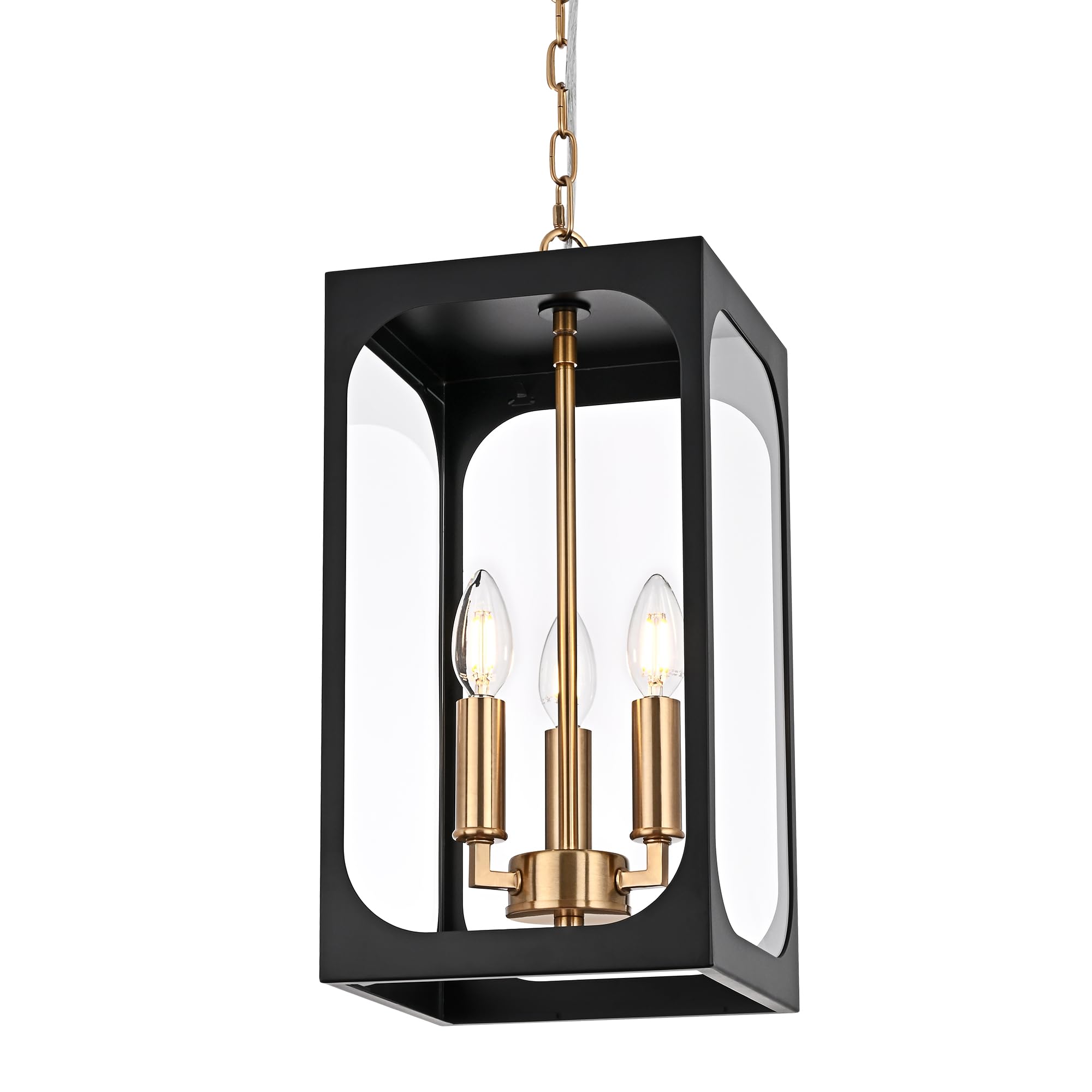 bonlicht black outdoor pendant light fixture 3 light modern outdoor chandelier with clear glass,brus