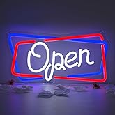 Goneons Neon Open Signs for Business, 13.8x7.5 Inch Open Sign with Dimmable Switch, USB Powered LED Open Neon Sign for Bar Salon Coffee Stores Club Hotel(Blue Red White)