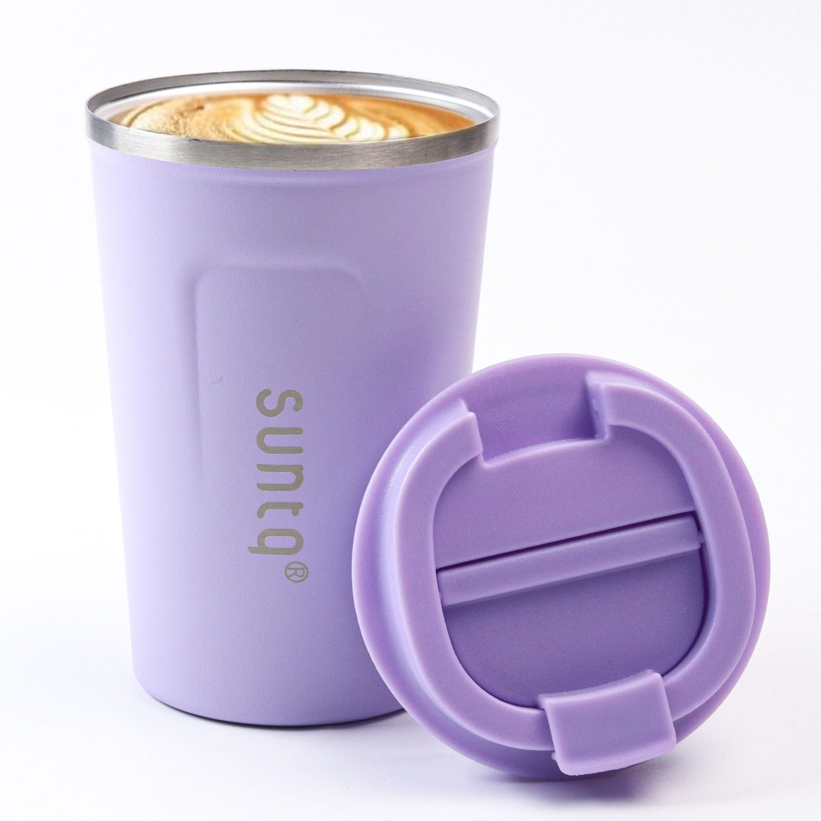 SUNTQ Reusable Coffee Cups Travel - Coffee Travel Mug with Leakproof Lid - Thermal Mug Insulated Cup - Stainless Steel Coffee Travel Cup - for Hot and Cold Drinks, 13oz/380ml,Purple