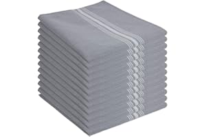 ARKWRIGHT LLC Arkwright Bistro Dinner Cloth Napkins - (Pack of 12) Absorbent, Soft, and Washable Professional Restaurant Quality Table Linen with French Stripes, 18 x 22 in, Grey Reverse