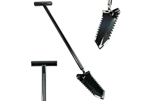 TerraX Master Digger - 36" Double Serrated Root Slicer Shovel with T-Handle - Landscaping, Gardening, Metal Detecting, and Gold Prospecting