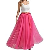 ELAWBTY A line Tulle Skirt Long Maxi for Party Prom
