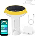 Yewhick Smart Pool Chlorine Tester with Gateway, WiFi pH and Pool Salt Tester for Swimming Pool, 7 in 1 Chlorine Salinity ORP Monitor for Aquarium Sodium Chloride Swimming Pools Hot Tub Spas