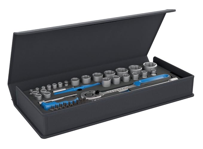 GEDORE TC 19-20-MU-10 / 52-teiliger Steckschlüssel-Satz 1/4' & 1/2' in Textiltasche mit Tragegriff / Hebelumschaltknarren / V