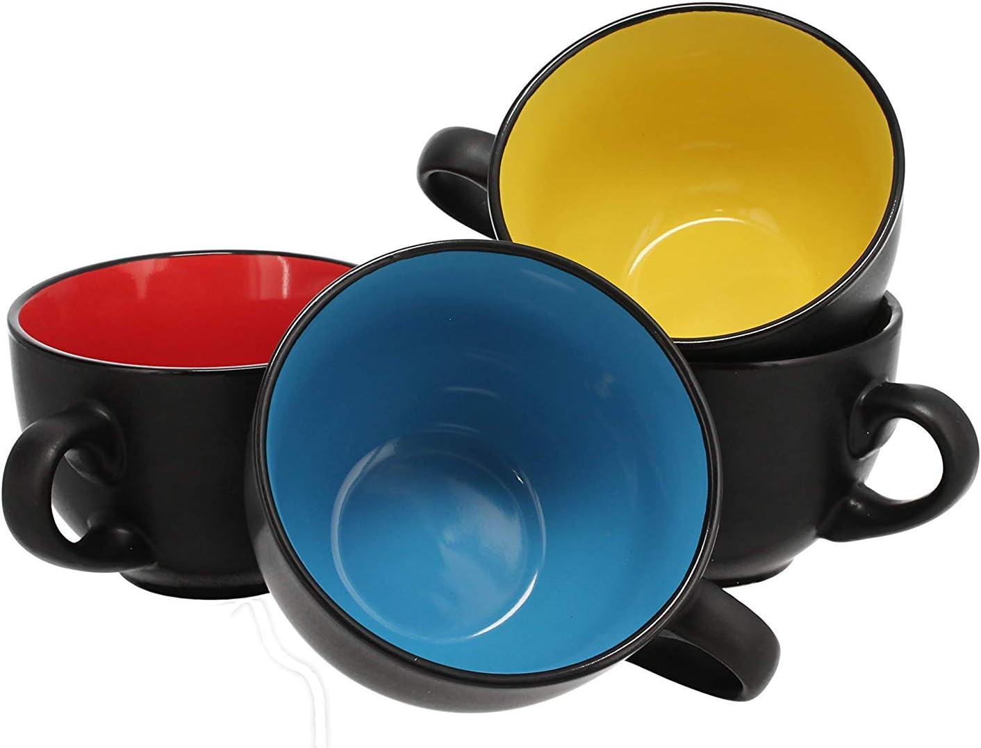 Jumbo Soup Bowl and Cereal Mugs Wide Ceramic Mug Set of 4, 24 Ounce