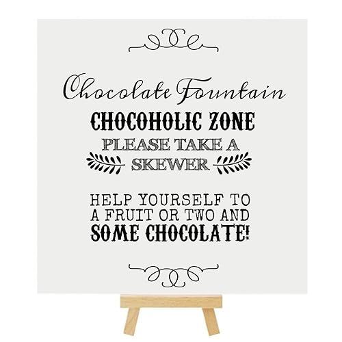 Small Chocolate Fountain Table Sign with Mini Wooden Easel (E11