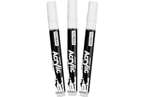 FLYMAX White Marker Paint Pens - Permanent Marker Pens White Acrylic Paint Water-Based 2.5mm Medium Tip Waterproof Quick-Drying (3 in 1Pack)