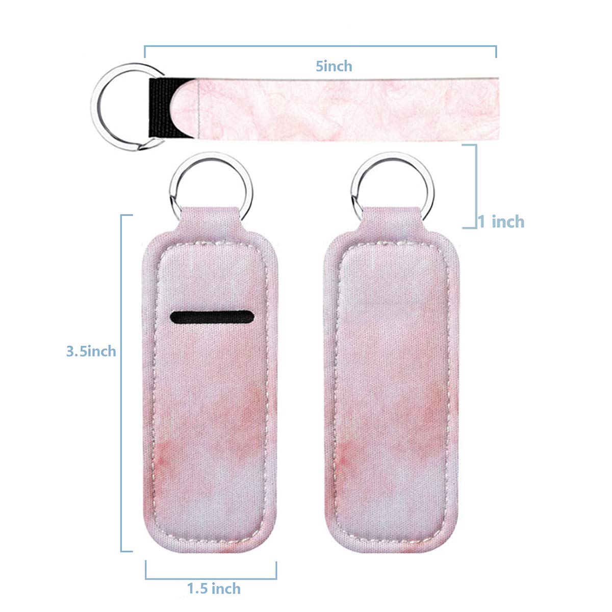 10 Pack Marble Chapstick Holder Keychain Lipstick Holder Keychains Chapstick Keyring Holder and Key Chain Lanyard Wristlet for Chapstick Tracker Safeguard (Marble A)