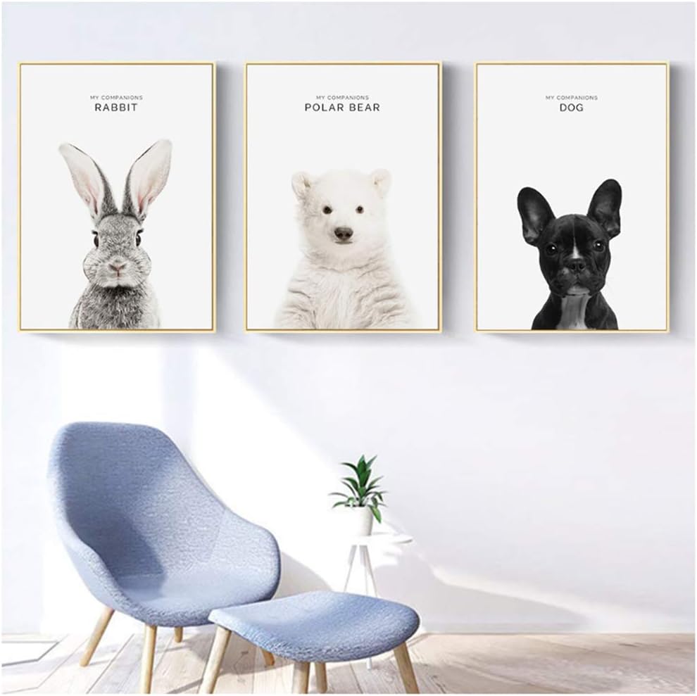 Tylpk Druck Leinwand Wandkunst Baby Tier Kinderzimmer Dekor Druckbare Kaninchen Eisbar Hund Malerei Bilder Kinderzimmer Spielzimmer Poster 40x60cm 15 7 X 23 6 X3 Kein Rahmen Amazon De Kuche Haushalt