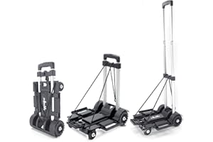 Folding Hand Truck Trolley Cart,Foldable Luggage Car,Utility Dolly Cart with 4 Wheels & 2 Elastic Ropes,Portable Backpack Tro