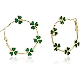 St Patricks Day Earrings Irish Green Hat Clover Dangle Earrings shamrock Holiday Earring for Women (Style-F)