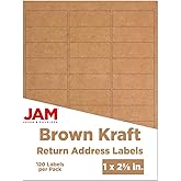 JAM PAPER Return Address Labels - Standard Mailing - 1 x 2 5/8 - Brown Kraft - 120 Shipping Labels/Pack