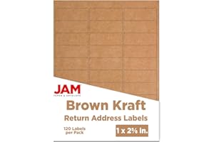 JAM PAPER Return Address Labels - Standard Mailing - 1 x 2 5/8 - Brown Kraft - 120 Shipping Labels/Pack