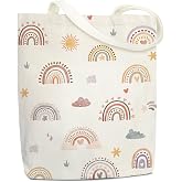 THEYGE Teacher Tote Bag - 15x13 Inch Aesthetic Canvas Tote With Inner Pocket, Reusable For Shopping, Beach & Daily Use