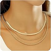 wgoud Gold Necklace for Women Waterproof,14K Real Gold Plated Herringbone Choker Necklace for Women Trendy, Dainty Gold Chain Necklaces Stack,Simple Layered Gold Necklaces for Women Jewelry Gifts