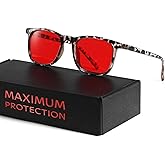 TIJN Sleep Glasses for 99% Blue Green Light Blocking Red Lens for Computer Gaming Screen Fatigue UV Protection
