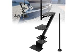 Togarhow Heavy-Duty Carbon Steel Boat Trailer Steps, 3-Step Boat Boarding Ladder with Non-Slip Surface, Universal Fit for Tra