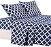 Lux Decor Collection Bed Sheets Set Brushed Microfiber 1800 Bedding - Wrinkle, Fade, Stain Resistant - Hypoallergenic - 4 Piece (Queen, Navy Blue/White)