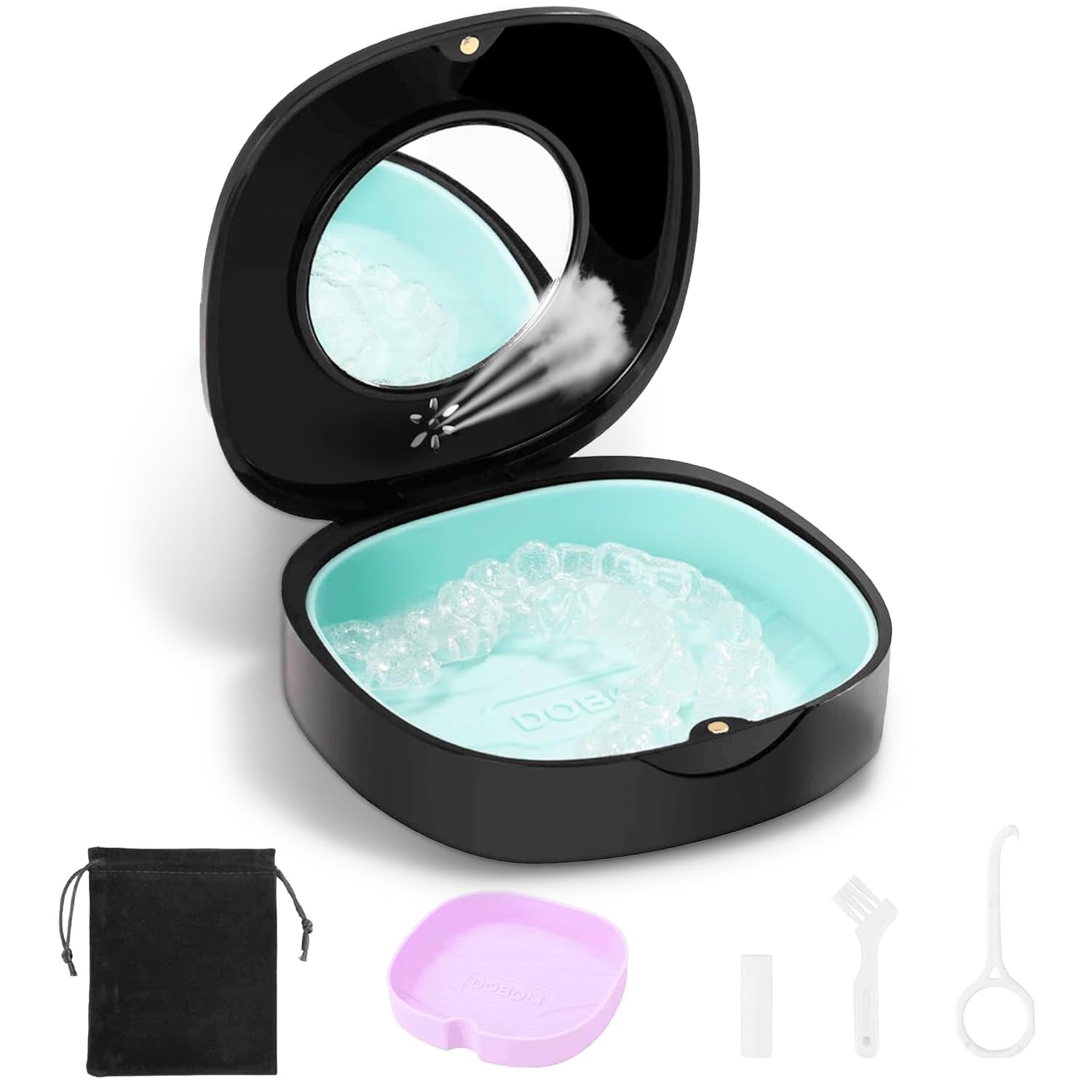 Photo 1 of Doboli Slim Aligner Case with Vent Holes, Cute Retainer Case with Removal Tool and Brush, Gift for Women and Men, Compatible with Invisalign