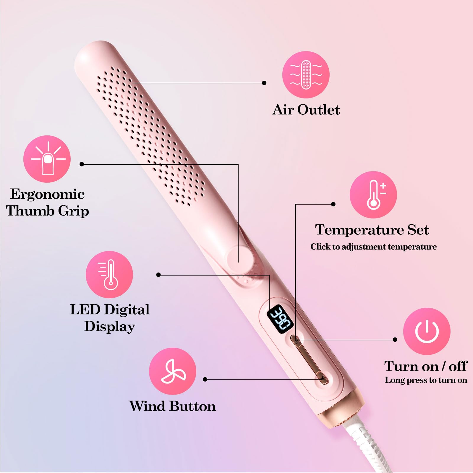 Travel Hair Straightener Curler 2-in-1: 1.25