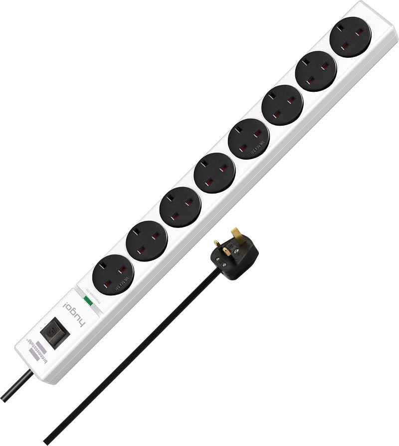 Brennenstuhl hugo! 8-Way Extension Socket Surge Protection 19500A White 3m