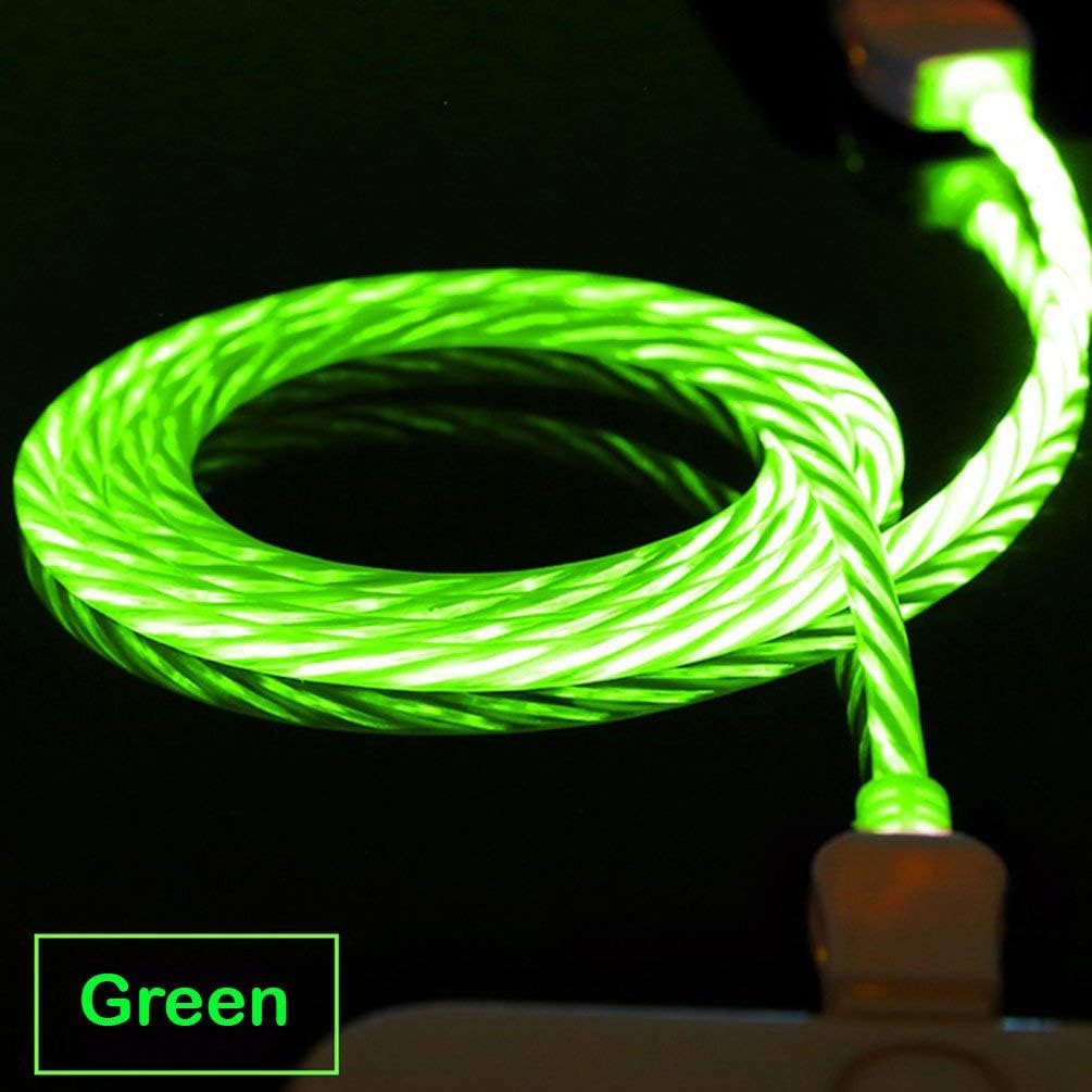 WaGood Led Light Charge Cable Running Flowing Light-UP Flow led USB Data Charger Cable Compatible Phone XS/MAX/XR 8 7 6 5s (Green)