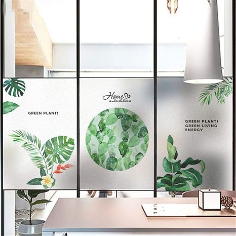 Amazon 35x90cm 窓用フィルム 目隠しフィルム めかくしシート 窓ガラスフィルム 自然風 植物 緑葉 遮光断熱シート おしゃれ 装飾フィルム 無接着剤 水で貼れる 静電吸着 再利用可能 カスタマイズ可能 Luckylife 窓用フィルム 通販