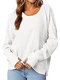 Fisoew Womens Casual Crewneck Sweatshirt Waffle
