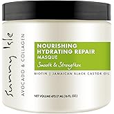 Sunny Isle Avocado and Collagen Nourishing Hydrating Intensive Repair Hair Masque 16oz | Biotin and Jamaican Black Castor Oil Infused | Smooth, Strengthen