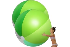 Ceenna 2 Pcs 60 Inch Giant Beach Ball Large Inflatable Pool Toy Balls Summer Swimming Toys Parties PVC Jumbo for Adults Summer Beach Pool Party Favor(Green,Fresh)