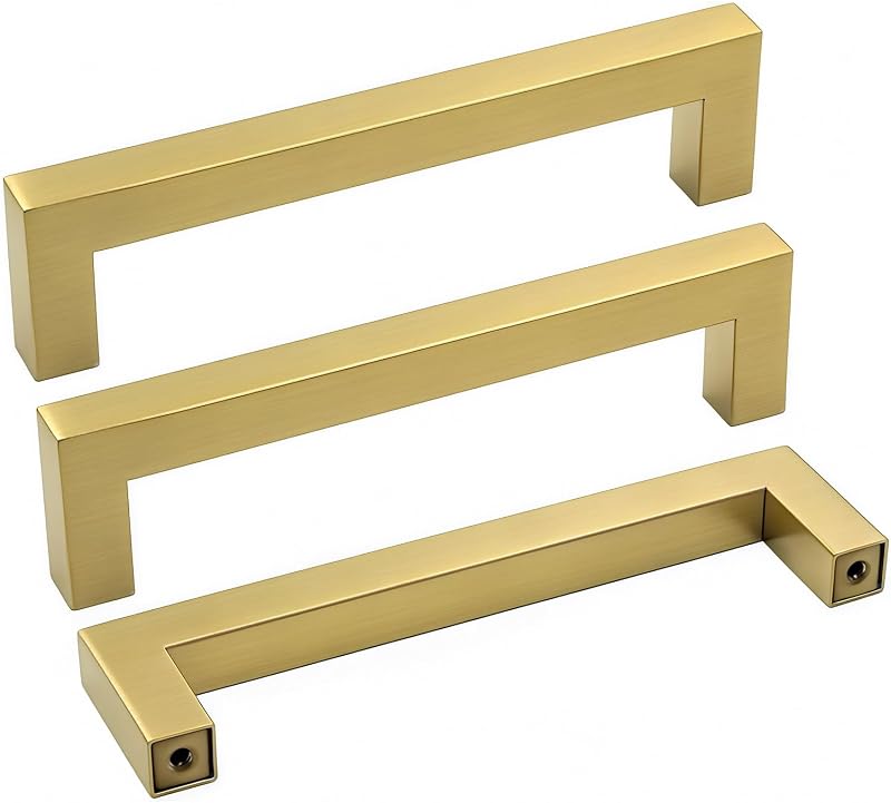 Goldenwarm Brushed Brass Cabinet Pulls 102mm Hole Centers 10 Pack LSJ12GD