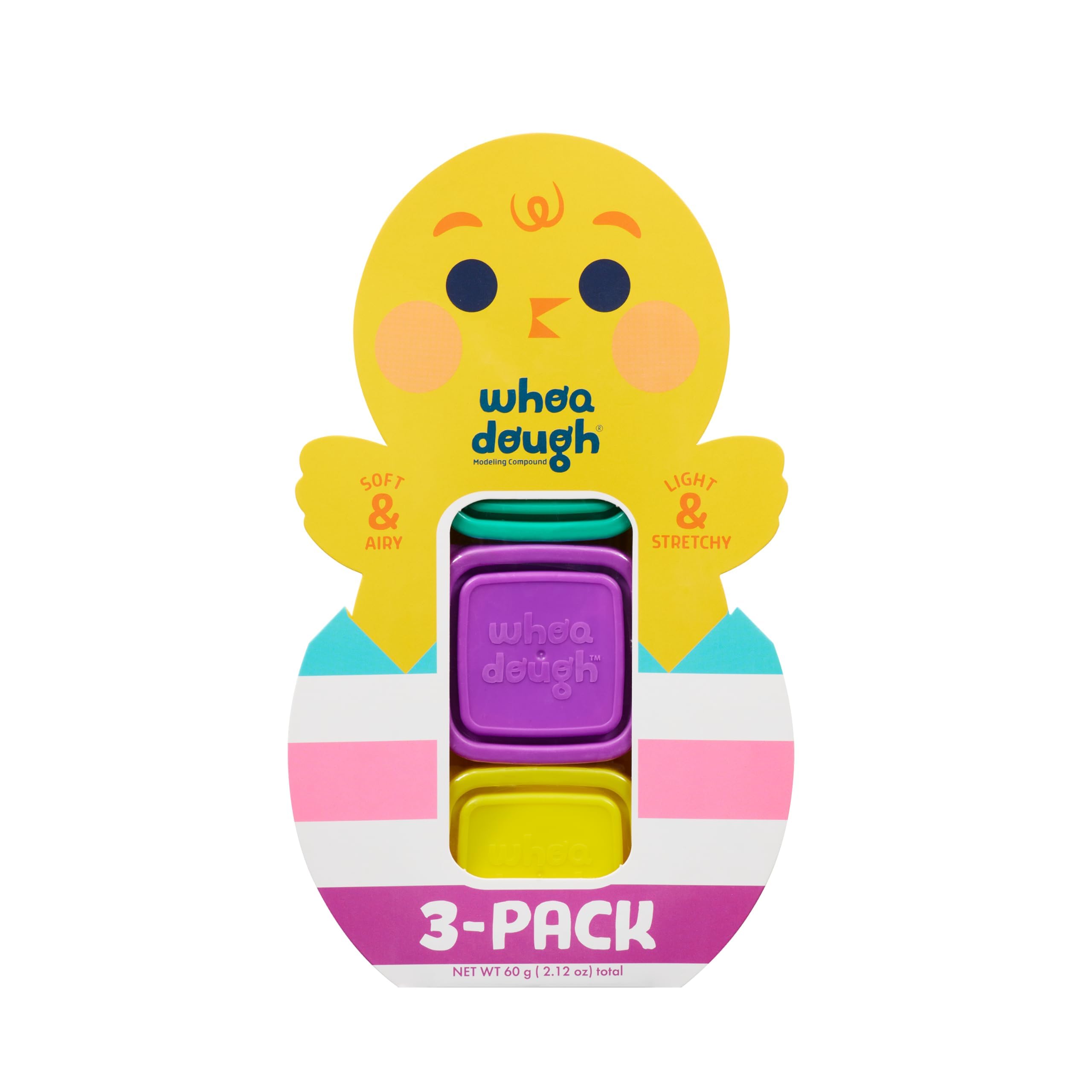Chuckle & Roar Whoa Dough Chick-Shaped Spring Edition Pack – Airy Soft Stretchy Sensory Dough in Individual Containers, Mess-Free Molding & Shaping Compound for Kids Crafts, Ages 3+